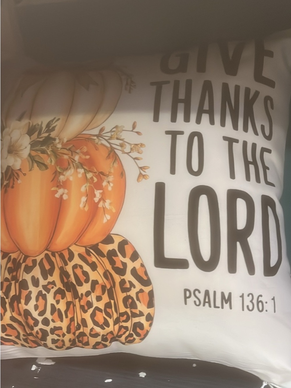 Thanksgiving Accent Pillow with Bible Verse